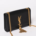 Saint Laurent Shoulder Bag Gold Black YSL Logo — view 3