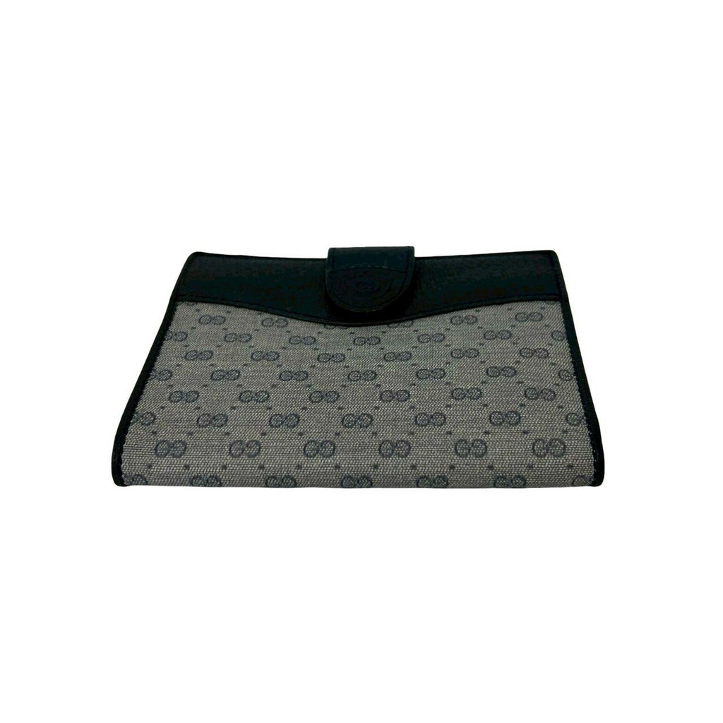 Gucci Vintage Micro GG Logo Leather Kiss Lock Bifold Wallet Navy — view 6