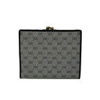 Gucci Vintage Micro GG Logo Leather Kiss Lock Bifold Wallet Navy — view 2