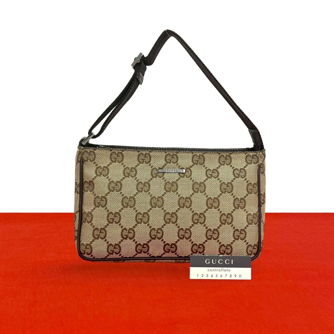 Gucci GG Canvas Logo Mini Shoulder Bag Pouch Brown