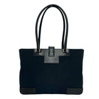 Gucci Logo Canvas Leather Tote Shoulder Bag Black — view 3