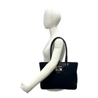Gucci Logo Canvas Leather Tote Shoulder Bag Black — view 2
