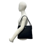 Prada Triangle Logo Tessuto Nylon Tote Shoulder Bag Black — view 2