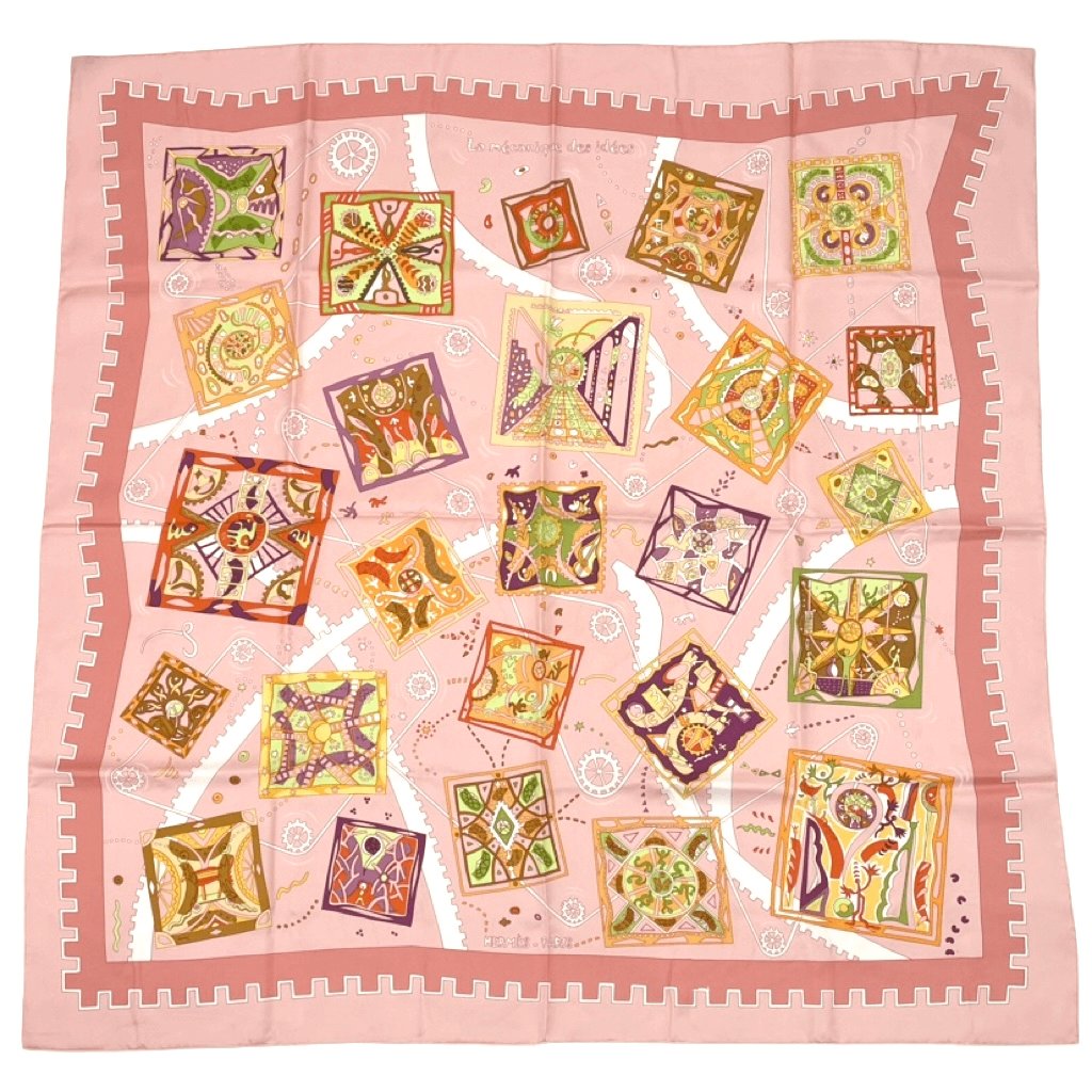 Hermes Scarf Carre 90 la Mecanique Des Idees Structure Of Ideas Pink