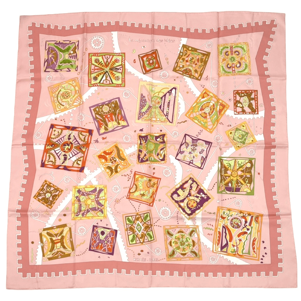 Hermes Scarf Carre 90 la Mecanique Des Idees Structure of Ideas Pink