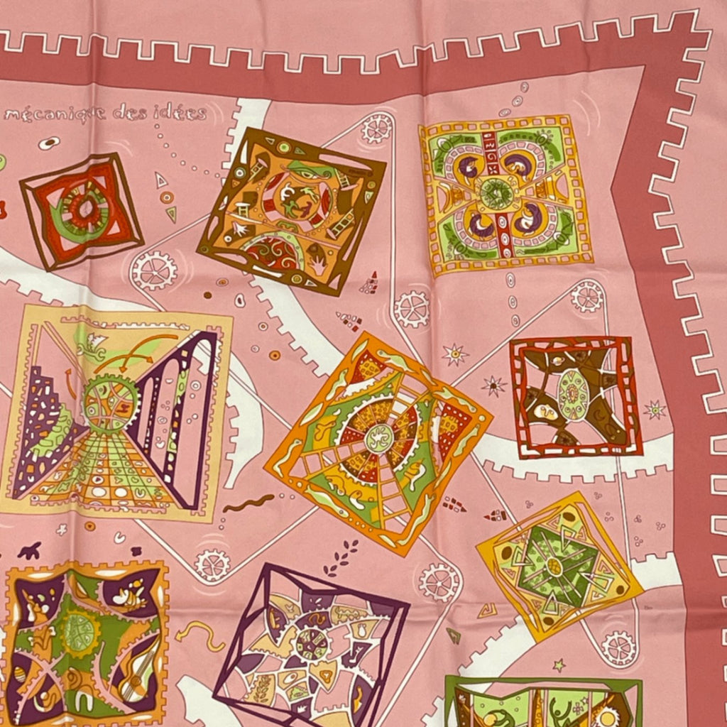 Hermes Scarf Carre 90 la Mecanique Des Idees Structure Of Ideas Pink