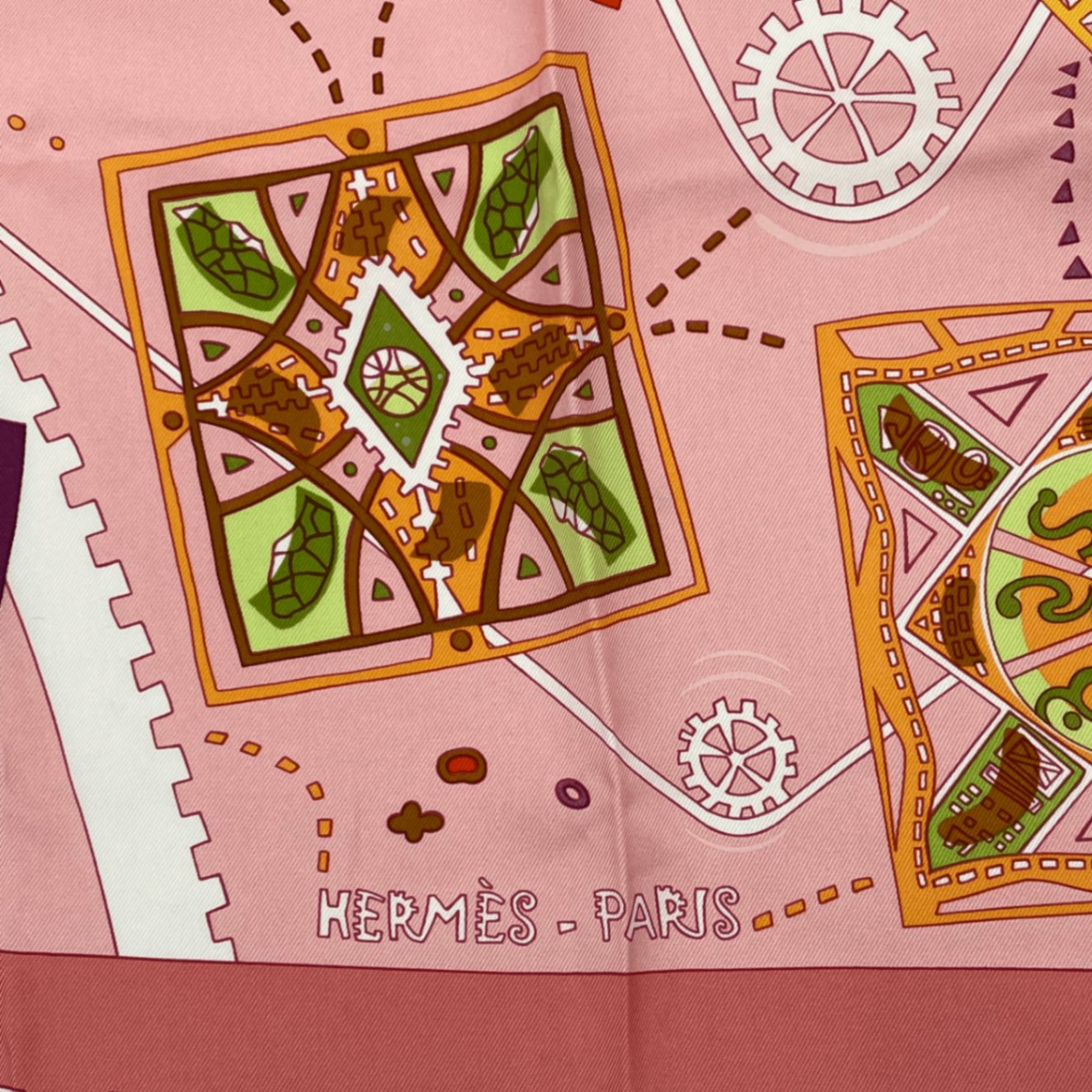 Hermes Scarf Carre 90 la Mecanique Des Idees Structure Of Ideas Pink