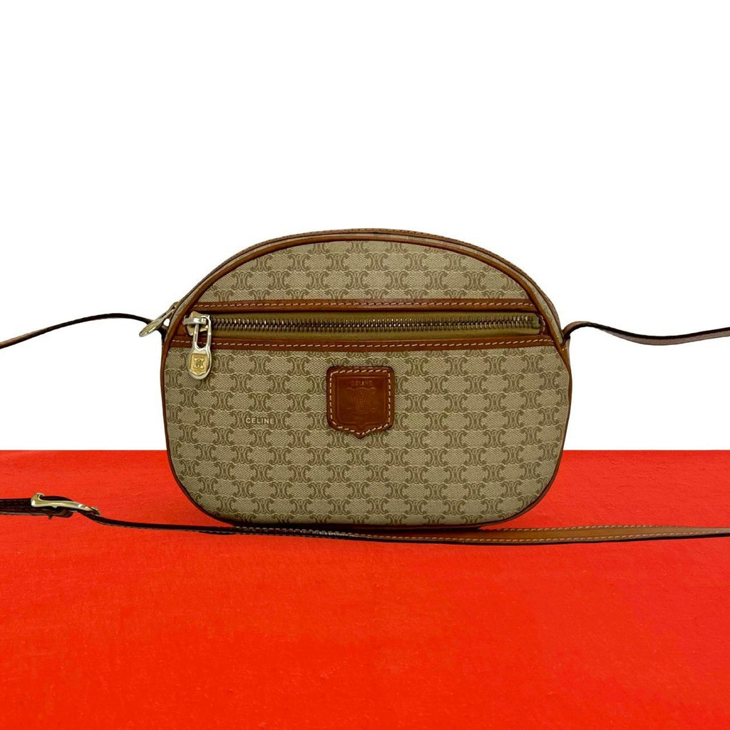 Celine Vintage Macadam Blason Triomphe Pattern Leather Mini Shoulder