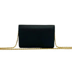 Prada Logo Saffiano Leather Chain Mini Shoulder Bag Pochette Black — view 3