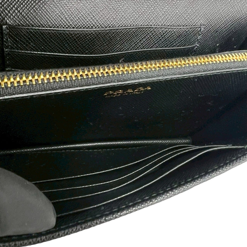 Prada Logo Saffiano Leather Chain Mini Shoulder Bag Pochette Black — view 9
