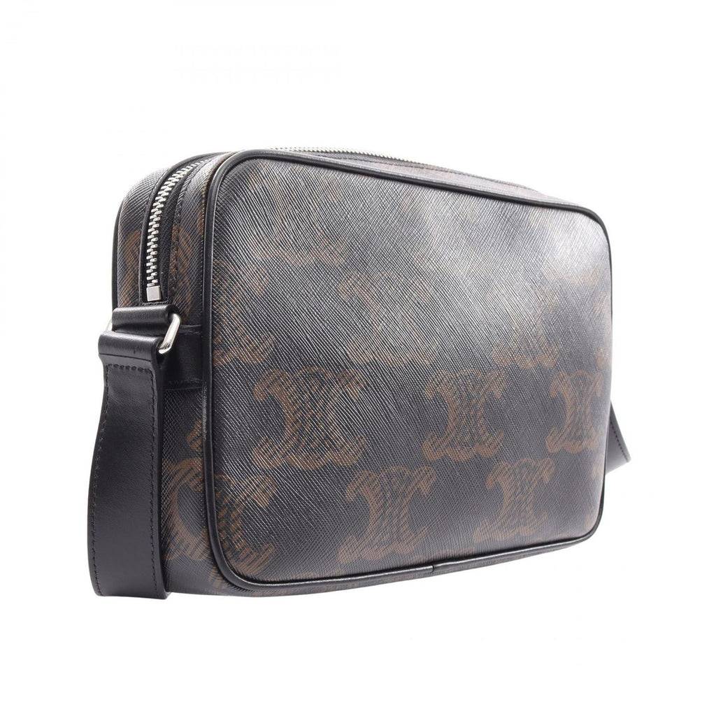 Celine Shoulder Bag Triomphe Black Canvas Leather — view 2