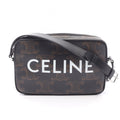 Celine Shoulder Bag Triomphe Black Canvas Leather