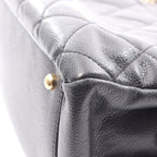 Chanel Tote Quilted Black Caviar Leather CC Logo Chain — view 8