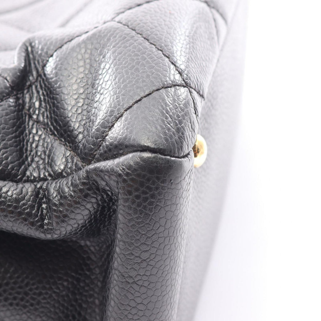 Chanel Tote Quilted Black Caviar Leather CC Logo Chain — view 9