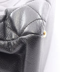 Chanel Tote Quilted Black Caviar Leather CC Logo Chain — view 9