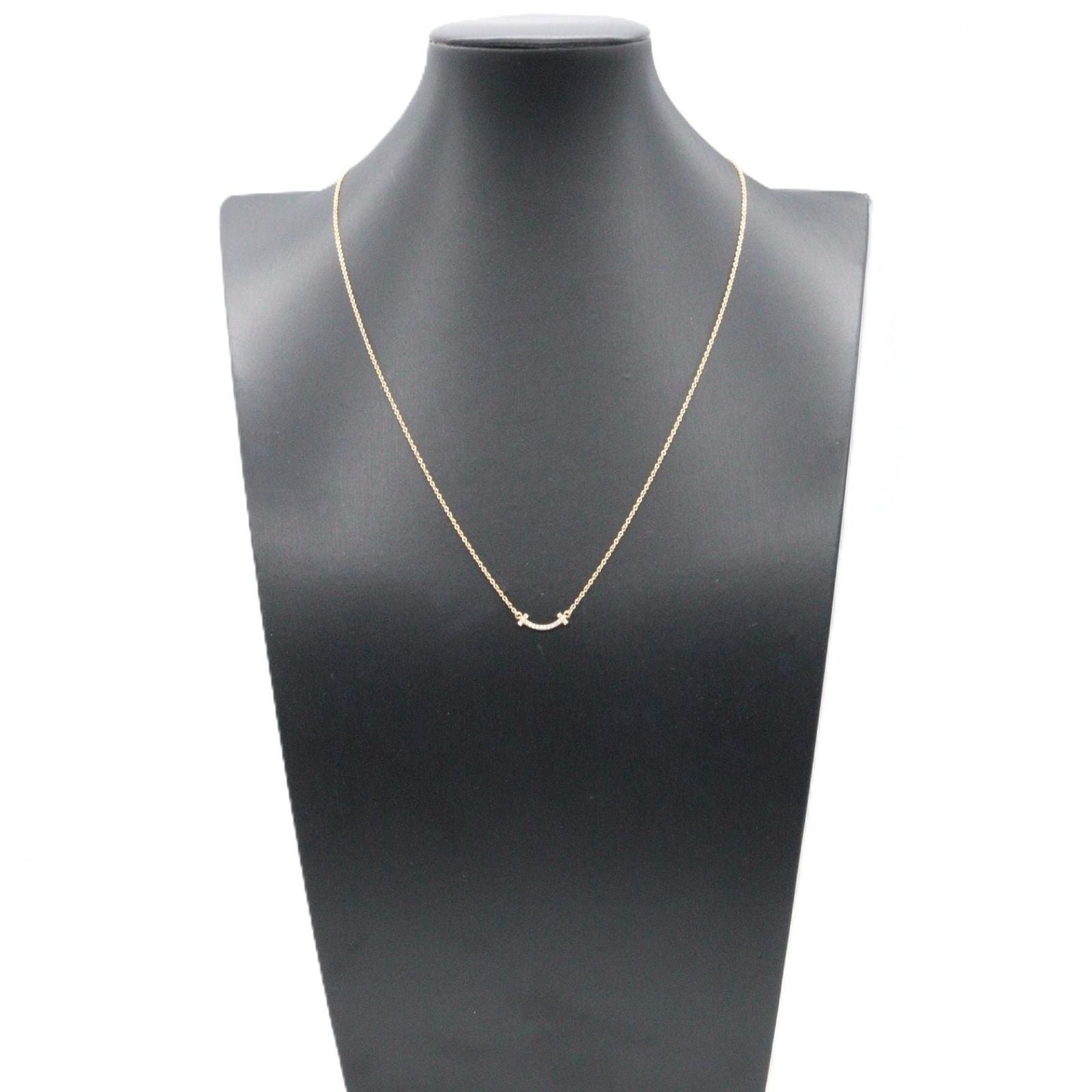 Tiffany & Co Necklace T Smile Mini Diamond 40.5 45.5 cm 18k Pink Gold — view 5