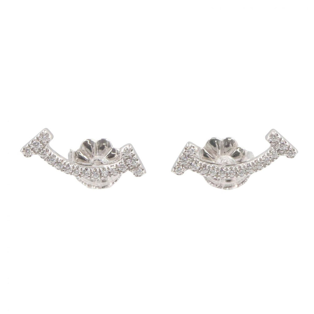 Tiffany & Co Earrings T Smile Mini Diamond 18k White Gold