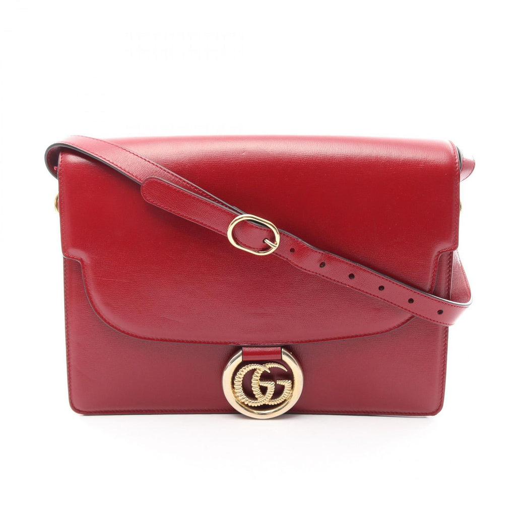 Gucci Shoulder Bag Double Red Leather GG Marmont