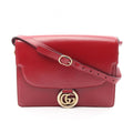 Gucci Shoulder Bag Double Red Leather GG Marmont
