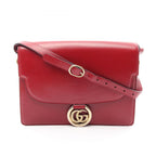Gucci Shoulder Bag Double Red Leather GG Marmont