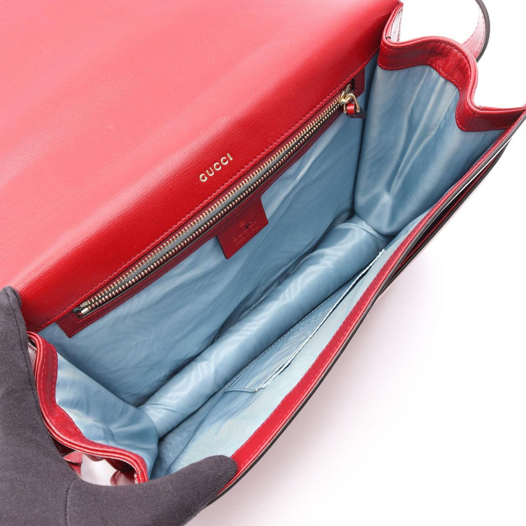 Gucci Shoulder Bag Double Red Leather GG Marmont — view 3