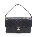 Chanel Quilted Double Face Shoulder Bag Black Lambskin