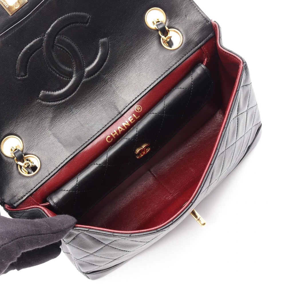 Chanel Shoulder Bag Quilted Black Lambskin Chain — view 3