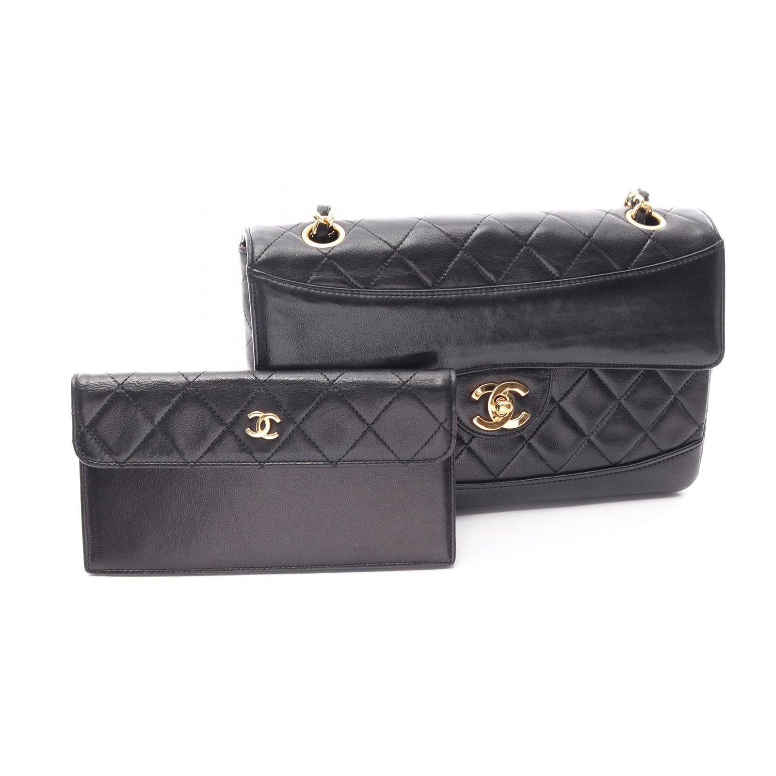 Chanel Shoulder Bag Quilted Black Lambskin Chain — view 6
