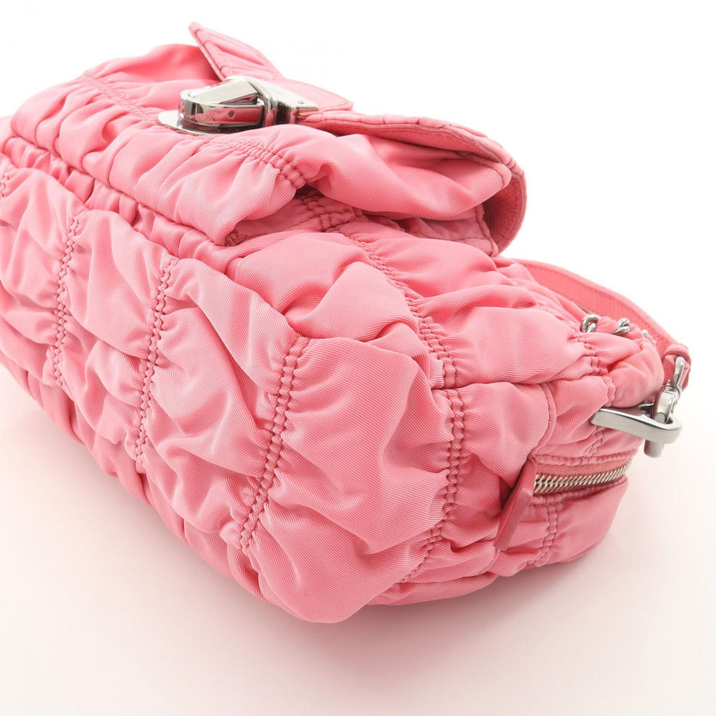 Prada Goffret 2-Way Pink Nylon Saffiano Leather Shoulder — view 6