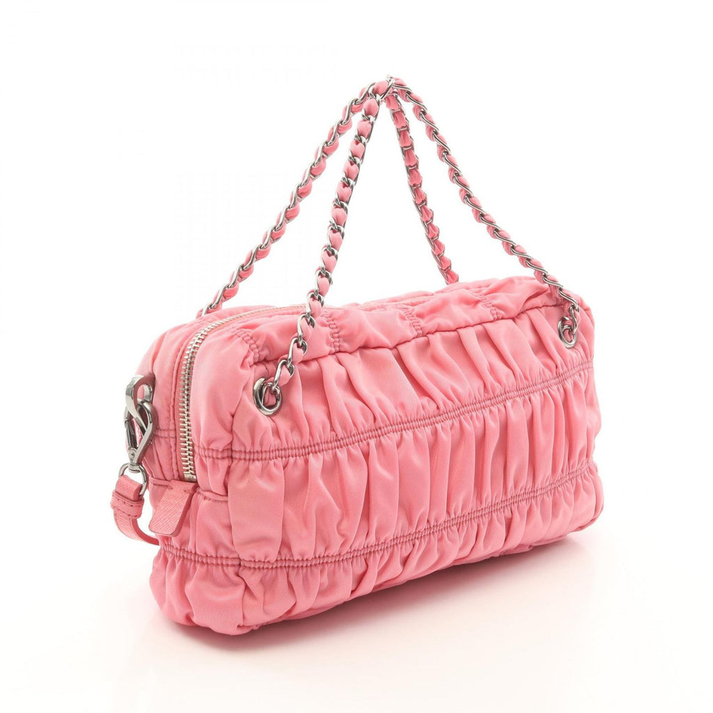 Prada Goffret 2-Way Pink Nylon Saffiano Leather Shoulder — view 2