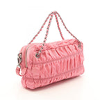 Prada Goffret 2-Way Pink Nylon Saffiano Leather Shoulder — view 2