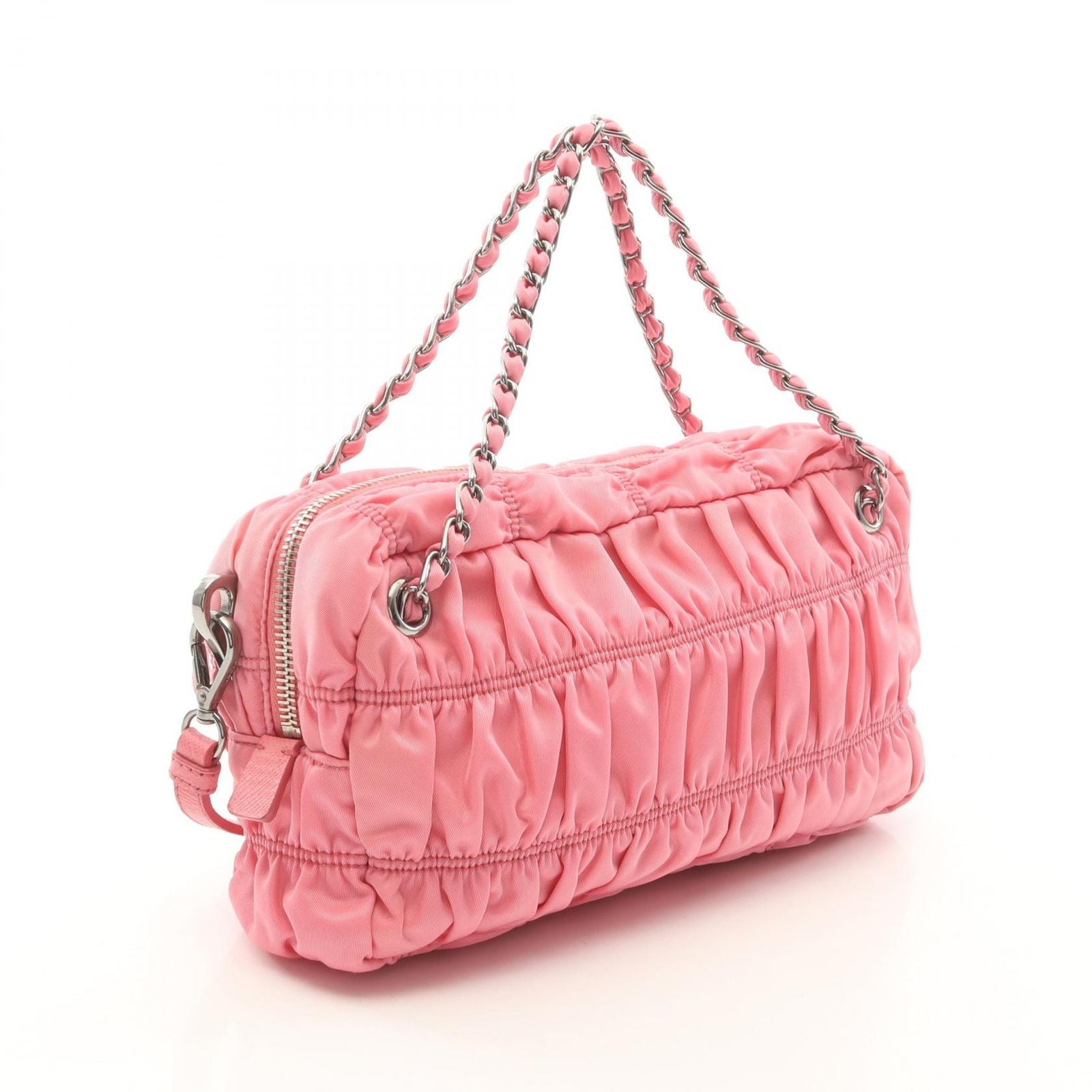 Prada Goffret 2-Way Pink Nylon Saffiano Leather Shoulder — view 2