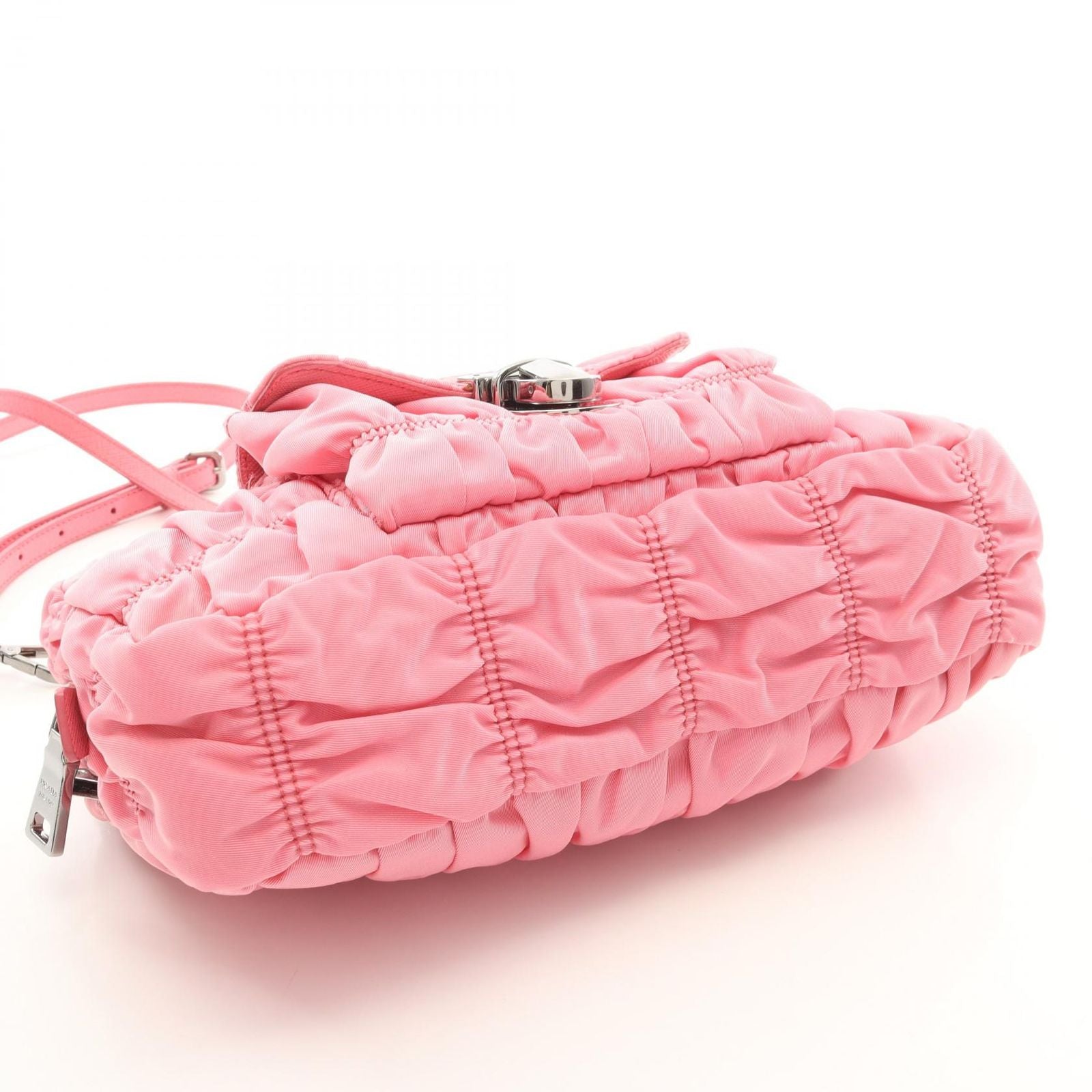 Prada Goffret 2-Way Pink Nylon Saffiano Leather Shoulder — view 5