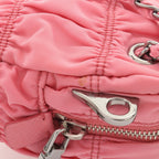 Prada Goffret 2-Way Pink Nylon Saffiano Leather Shoulder — view 8