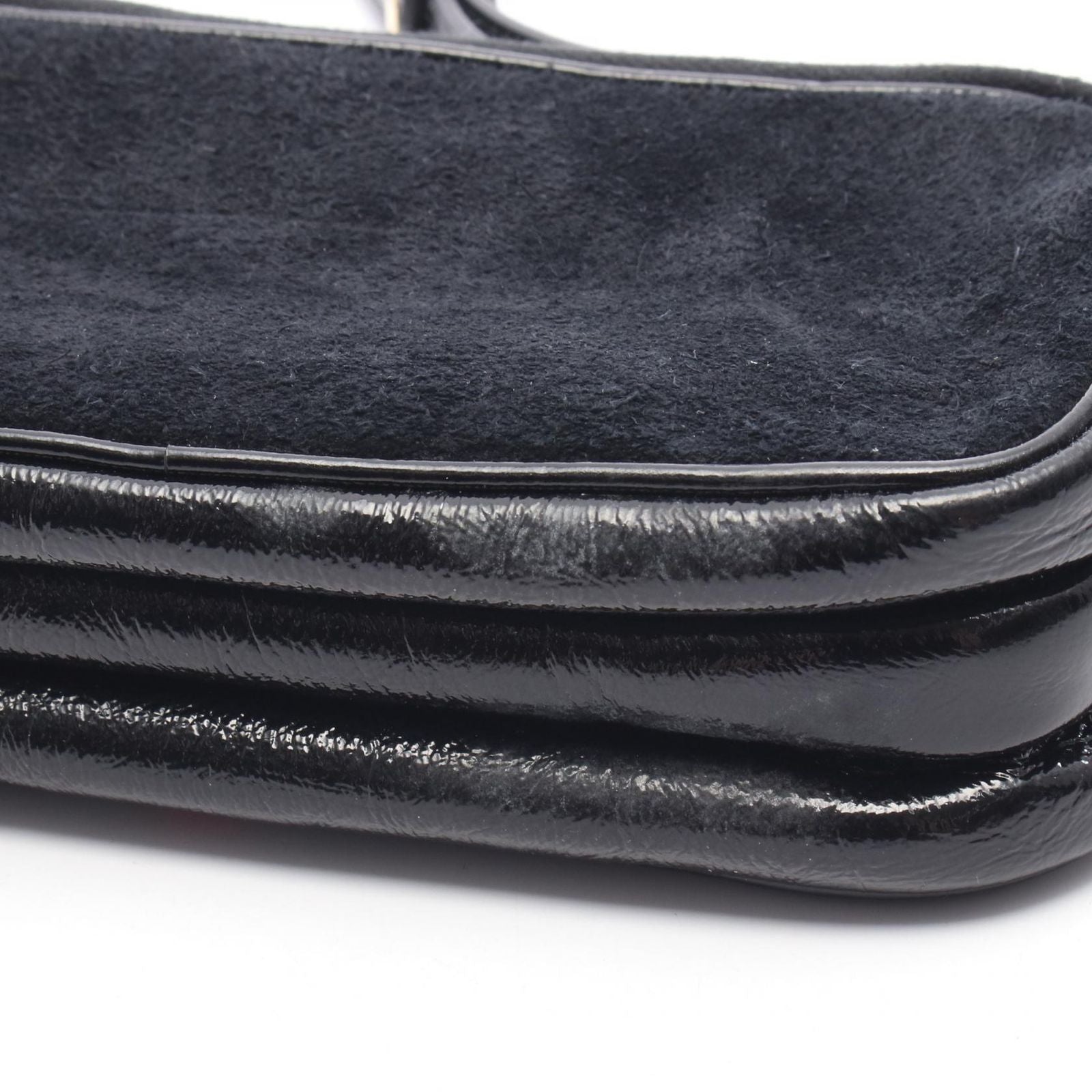 Gucci Shoulder Bag Double Black Suede Patent Ophidia GG — view 5