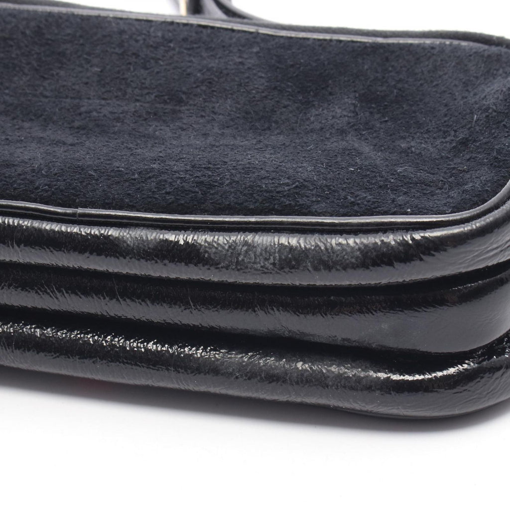 Gucci Shoulder Bag Double Black Suede Patent Ophidia GG — view 5