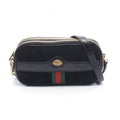 Gucci Shoulder Bag Double Black Suede Patent Ophidia GG
