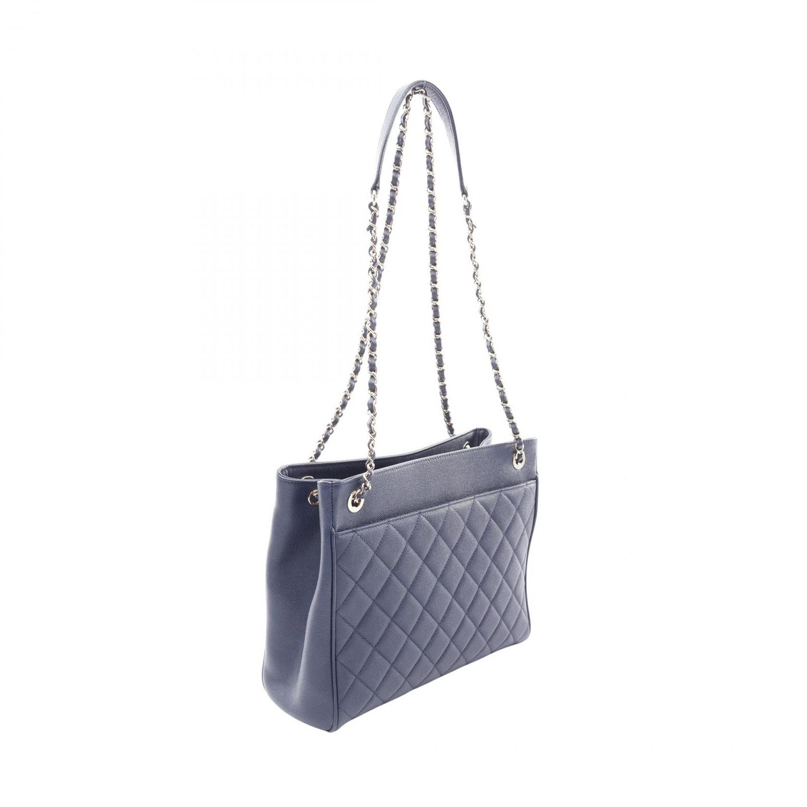 Chanel Shoulder Bag Quilted Navy Caviar Leather Chain — view 2