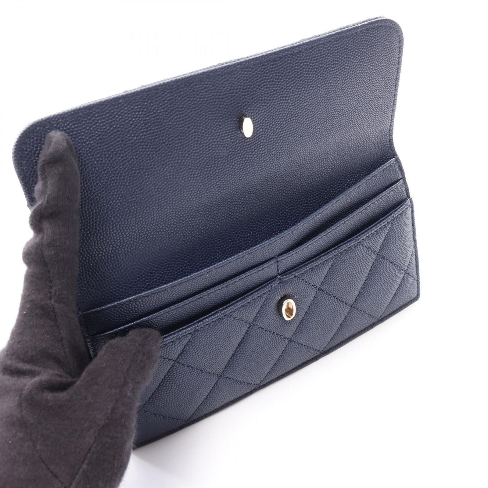 Chanel Shoulder Bag Quilted Navy Caviar Leather Chain — view 6