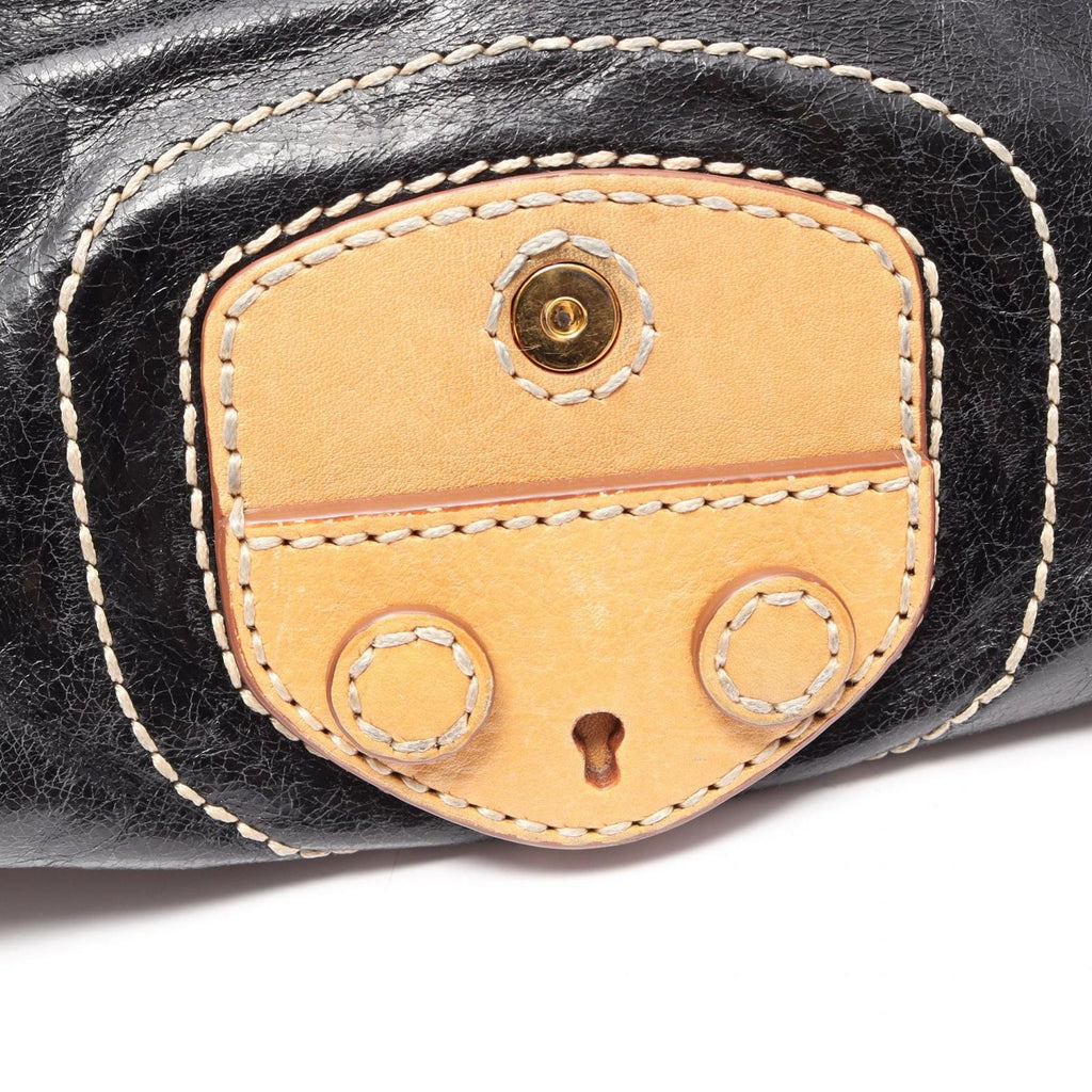 Prada Shoulder Bag Vitello Shine Black Leather Chain — view 9