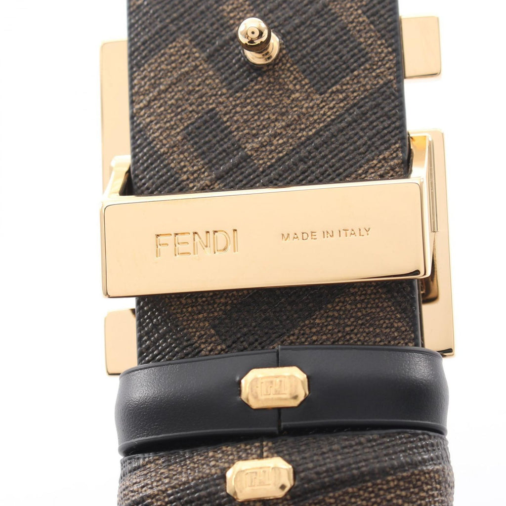 Fendi Belt Round FF Zucca Reversible Black Brown Leather — view 4