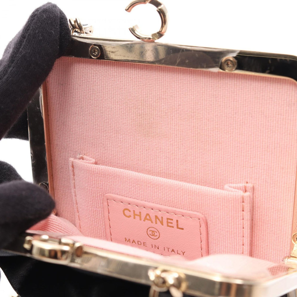 Chanel Shoulder Bag Quilted Black Leather Kiss Lock Chain — view 6