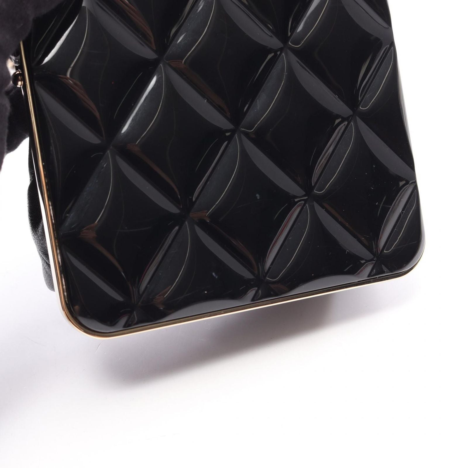 Chanel Shoulder Bag Quilted Black Leather Kiss Lock Chain — view 8