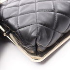 Chanel Shoulder Bag Quilted Black Leather Kiss Lock Chain — view 7