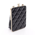 Chanel Shoulder Bag Quilted Black Leather Kiss Lock Chain — view 2