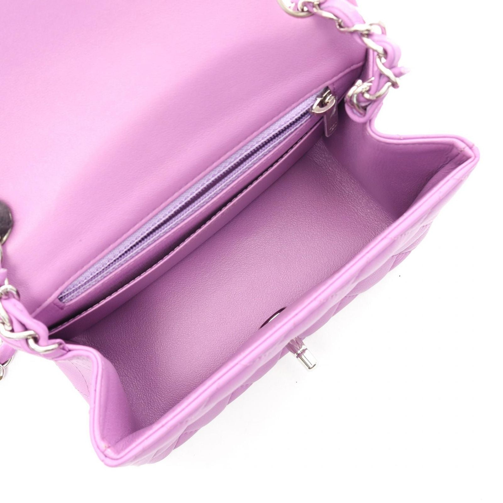 Chanel Shoulder Bag Mini Quilted Purple Lambskin Chain — view 3