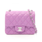 Chanel Shoulder Bag Mini Quilted Purple Lambskin Chain