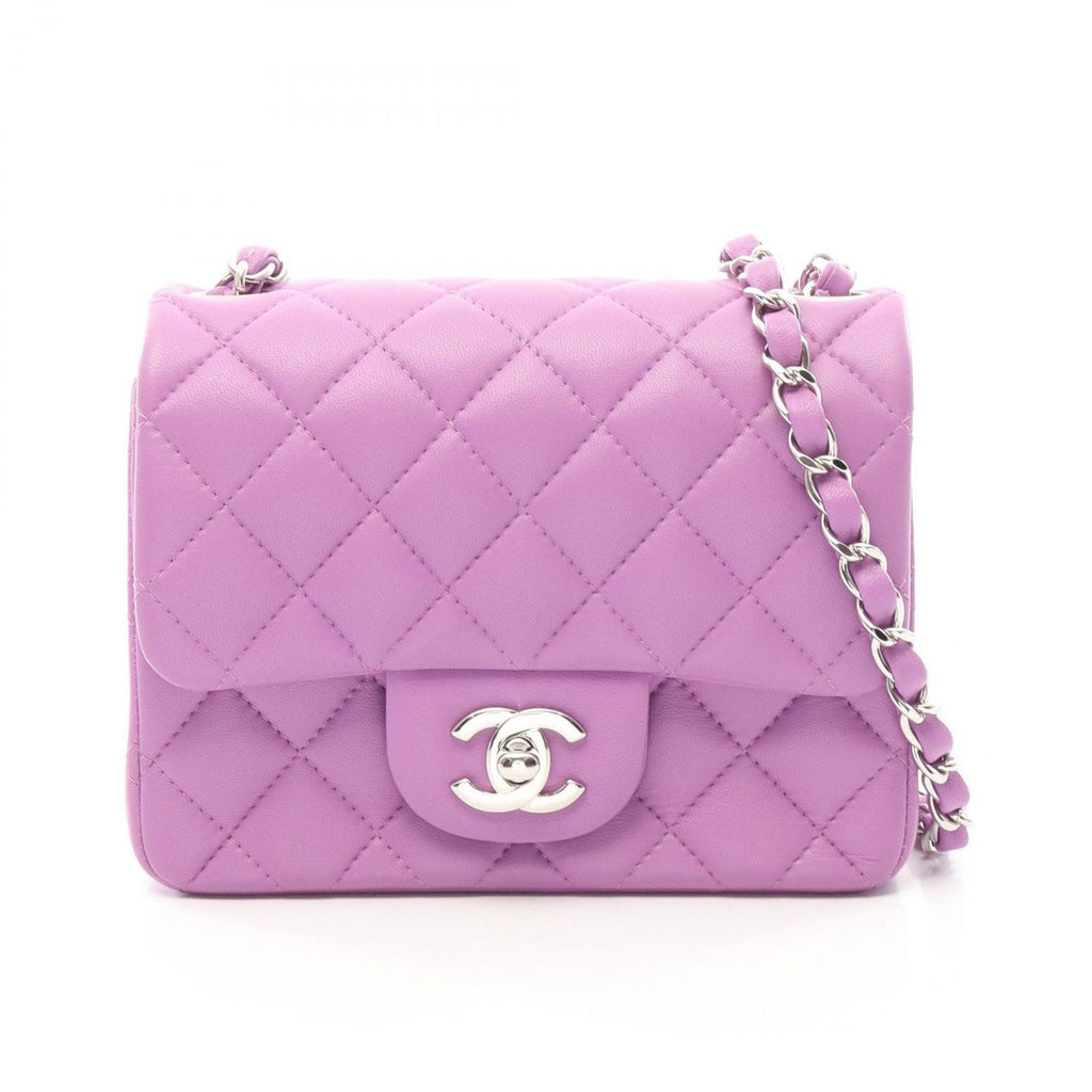 Chanel Shoulder Bag Mini Quilted Purple Lambskin Chain