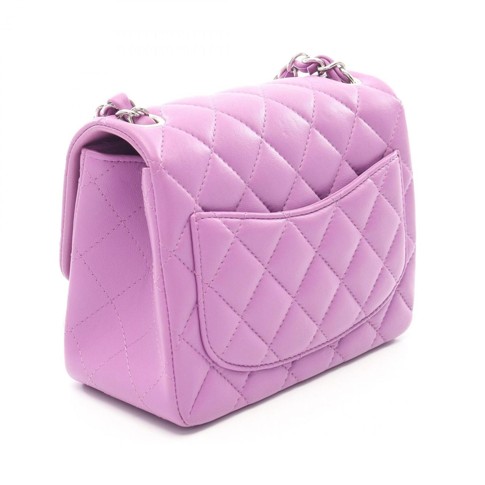 Chanel Shoulder Bag Mini Quilted Purple Lambskin Chain — view 2
