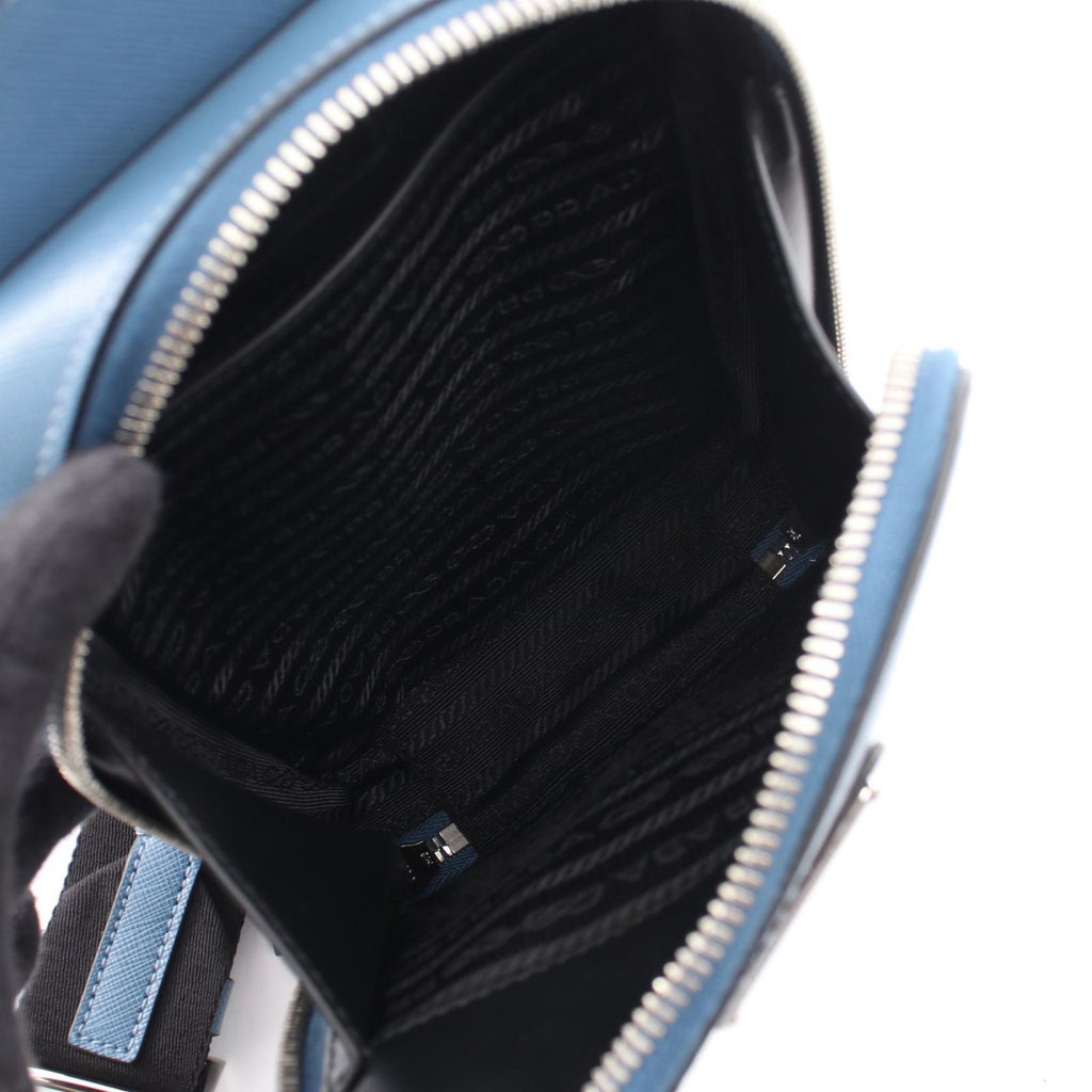 Prada Waist Bag Brick Blue Saffiano Leather — view 3